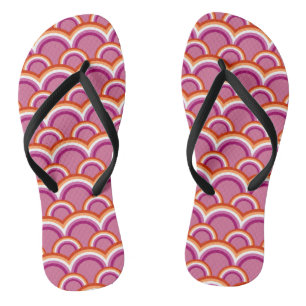 Lesbian pride flag rainbow pattern flip flops