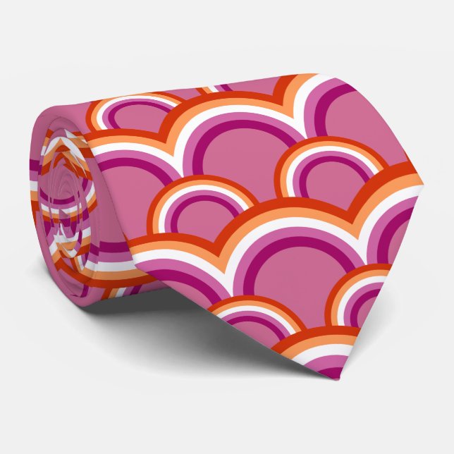 Lesbian pride flag rainbow pattern tie (Rolled)