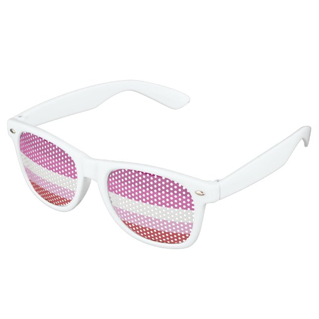 Lesbian Pride Flag Retro Sunglasses (Angled)