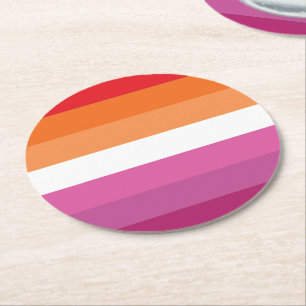 Lesbian Pride Flag Round Paper Coaster