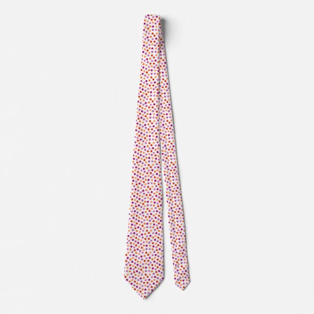 Lesbian Pride Flag Stars Pink Red Orange Tie (Front)