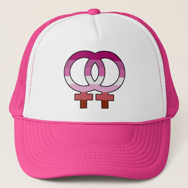 Lesbian Pride Flag Venus Symbol Trucker Hat (Front)