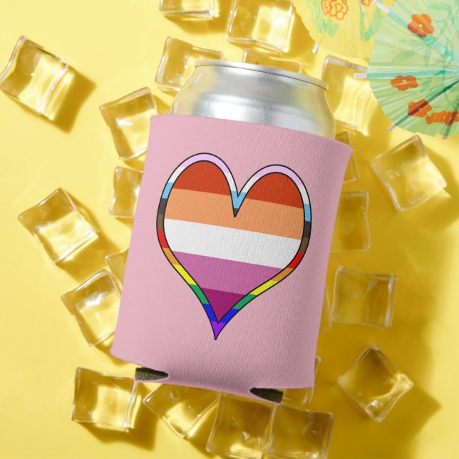 Lesbian Pride Heart Can Cooler (In Situ Summer)