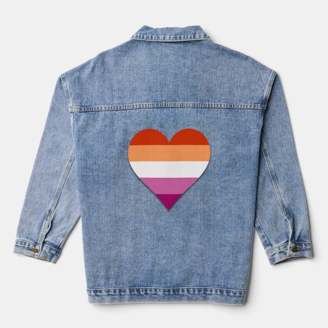 Lesbian pride heart  denim jacket (Back)