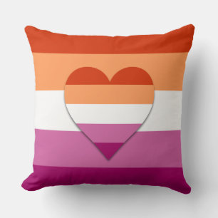 Lesbian pride heart design throw pillow