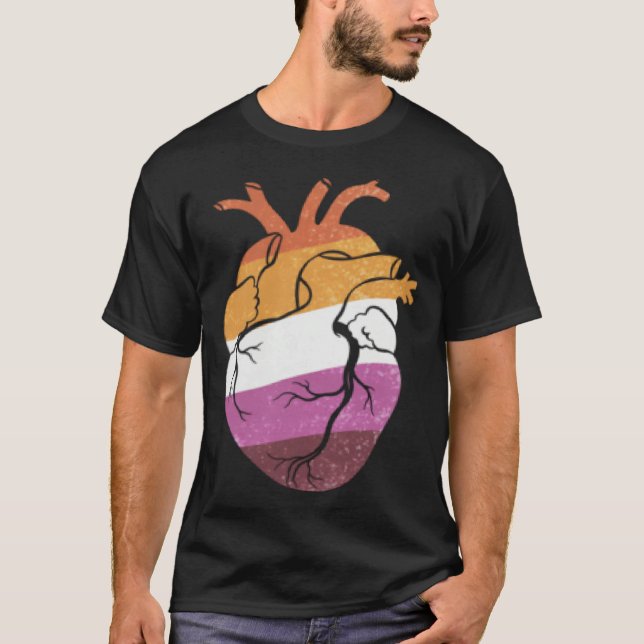 Lesbian Pride Heart Flag T-Shirt (Front)