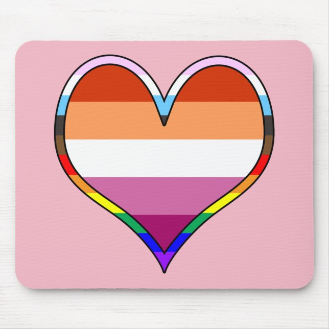 Lesbian Pride Heart Mouse Mat (Front)