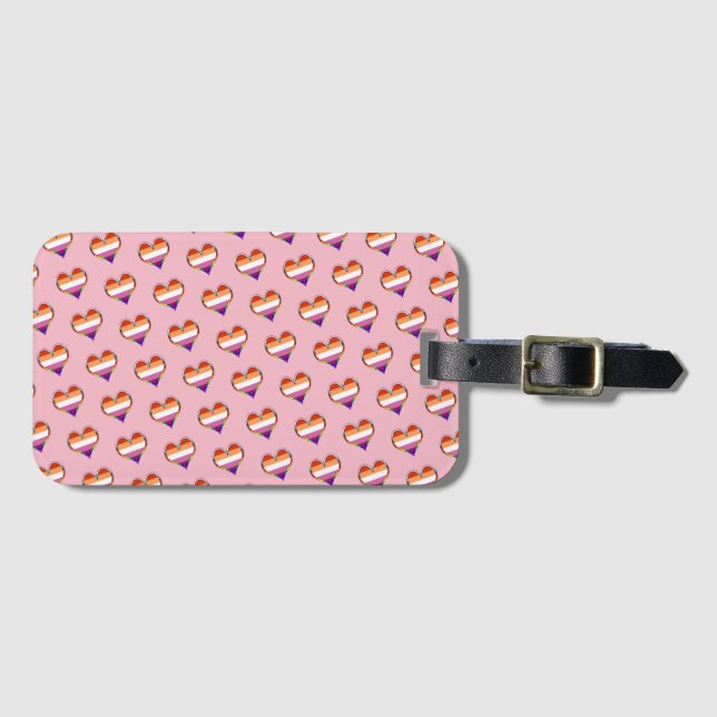 Lesbian Pride Heart Pattern Luggage Tag (Front Horizontal)