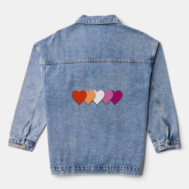 Lesbian pride hearts  denim jacket (Back)