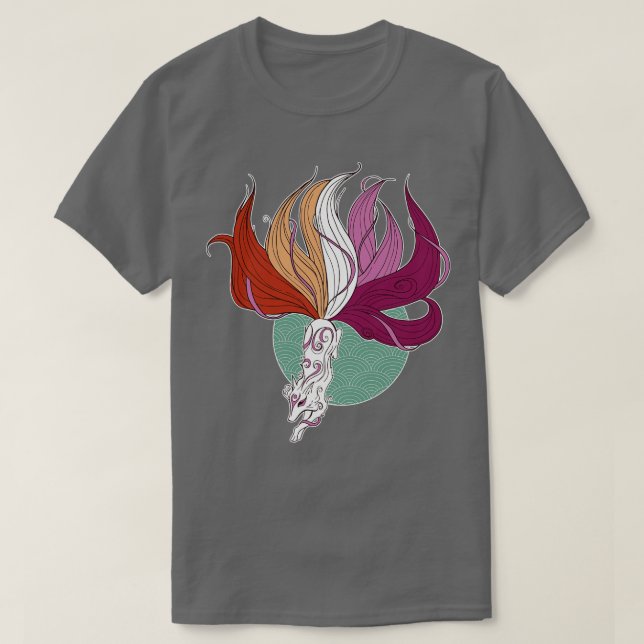 Lesbian Pride Kitsune T-Shirt (Design Front)