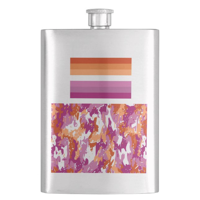 Lesbian Pride/Lesbian Camo Hip Flask (Front)