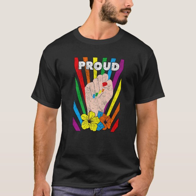 Lesbian Pride Lgbt Proud Fist Gay Bisexual Women T-Shirt (Front)