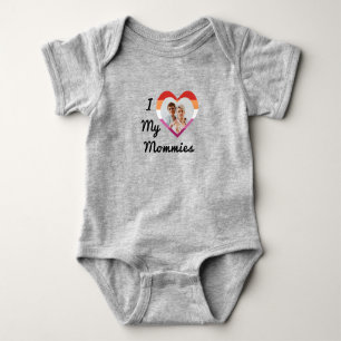 Lesbian Pride LGBTQ Custom Photo I Love My Mommies Baby Bodysuit