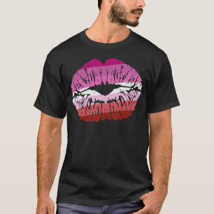 Lesbian Pride Lips Kiss Butch Gay Tomboy LGBT Flag T-Shirt