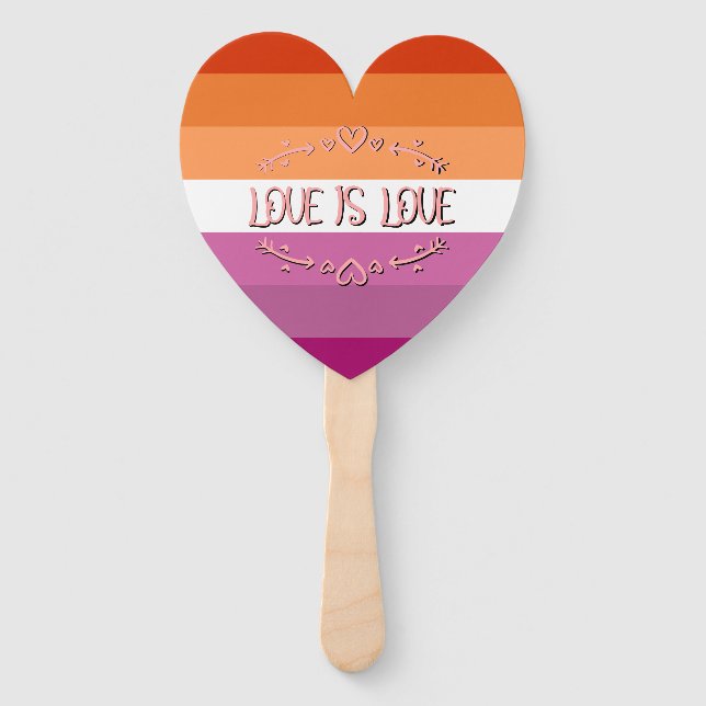 Lesbian Pride Month Love is Love Hand Fan (Back)