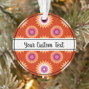 Lesbian pride orange flower pattern ornament