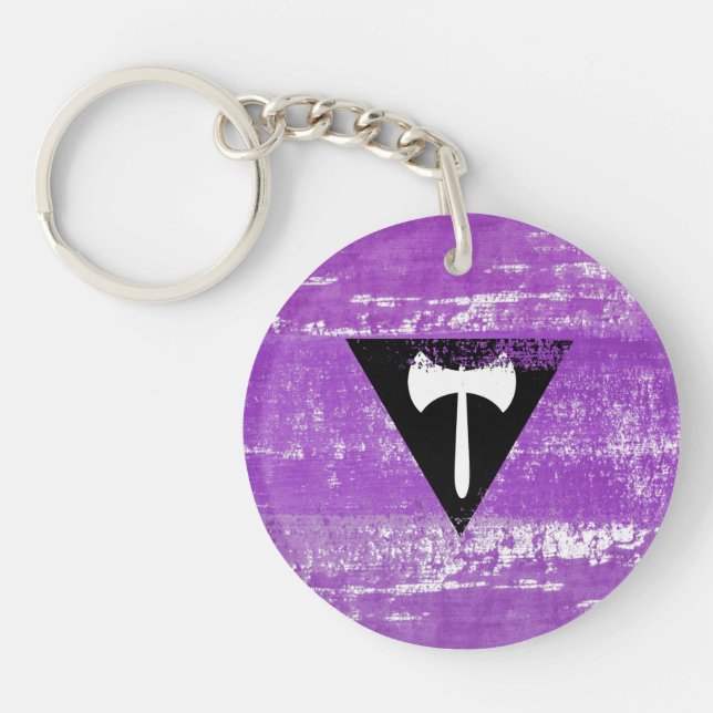 Lesbian Pride Paint (Labrys) Key Ring (Front)