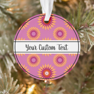 Lesbian pride pink flower pattern ornament