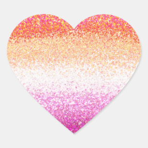 Lesbian Pride Pink Glitter Gradient Sparkle Heart Sticker