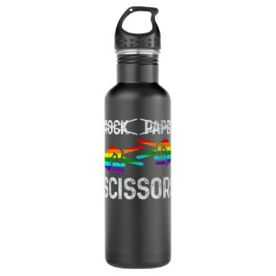 Lesbian Pride Rock Paper Scissors Funny LGBTQ Rain 710 Ml Water Bottle