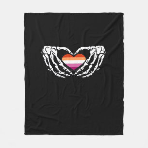 Lesbian Pride Skeleton Halloween Wlw Goth Heart Cl Fleece Blanket