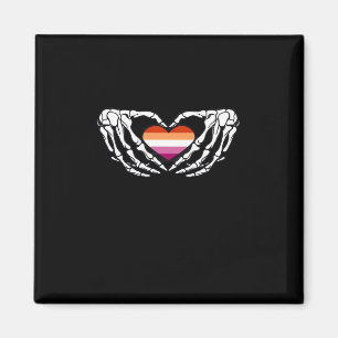 Lesbian Pride Skeleton Halloween Wlw Goth Heart Cl Magnet