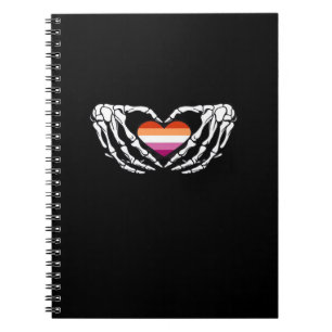 Lesbian Pride Skeleton Halloween Wlw Goth Heart Cl Notebook