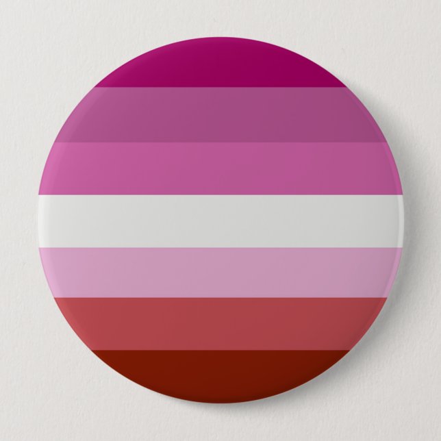 LESBIAN PRIDE STRIPES DESIGN 10 CM ROUND BADGE (Front)