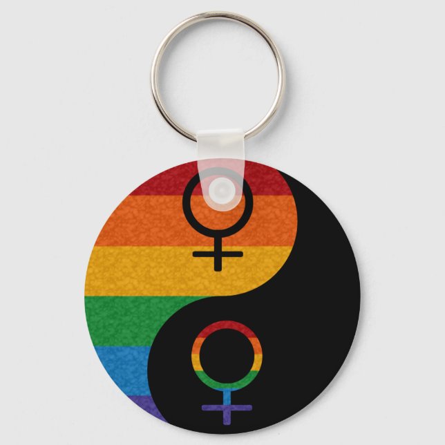 Lesbian Pride Yin and Yang Key Ring (Front)