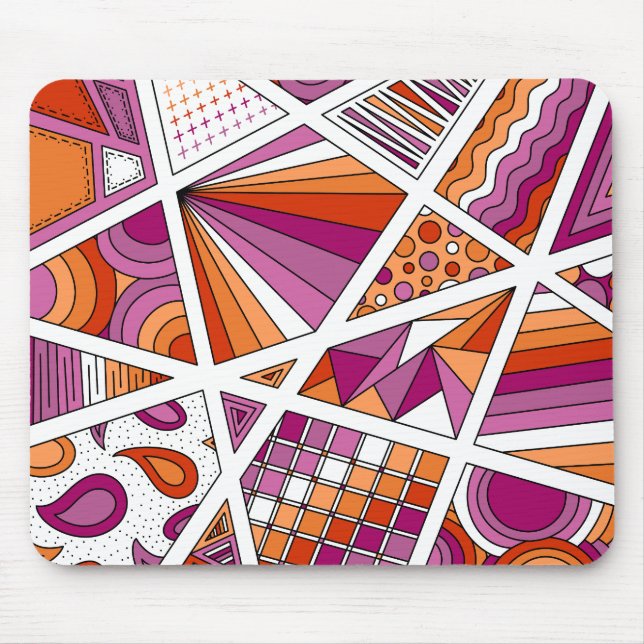 Lesbian Pride Zen Doodle Abstract Modern Pink Mouse Mat (Front)