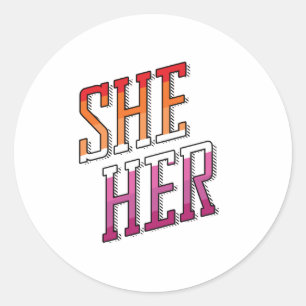 Lesbian Pronouns She Her Classic Round Sticker