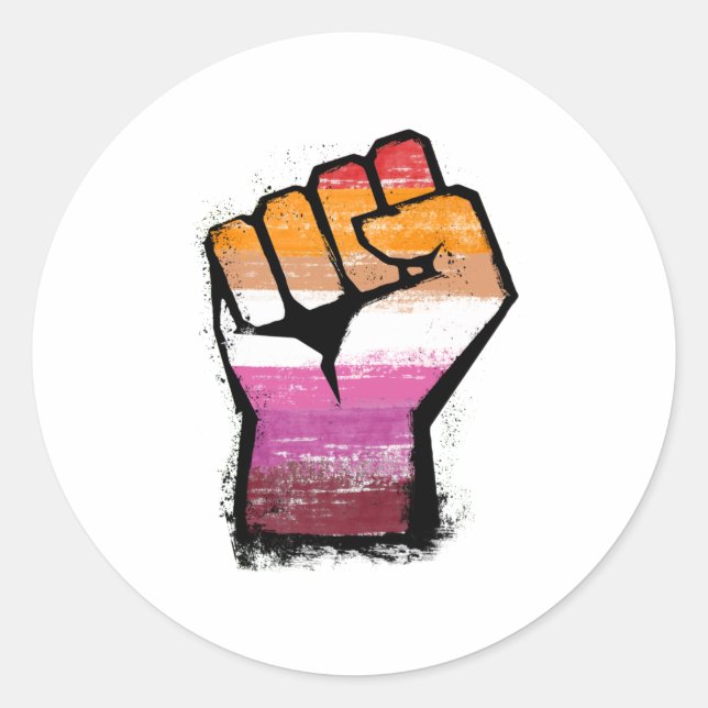 Lesbian Protest Fist Classic Round Sticker (Front)