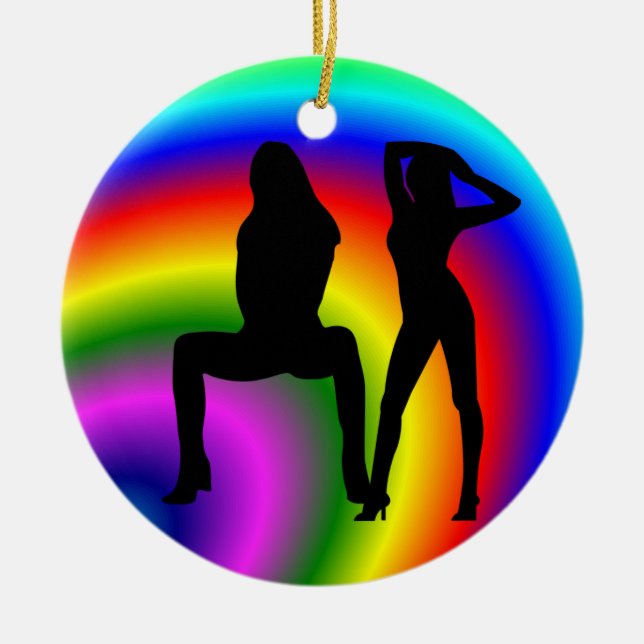 Lesbian Rainbow Christmas Ornament (Front)