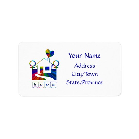 Lesbian rainbow home- LOVE Address Label