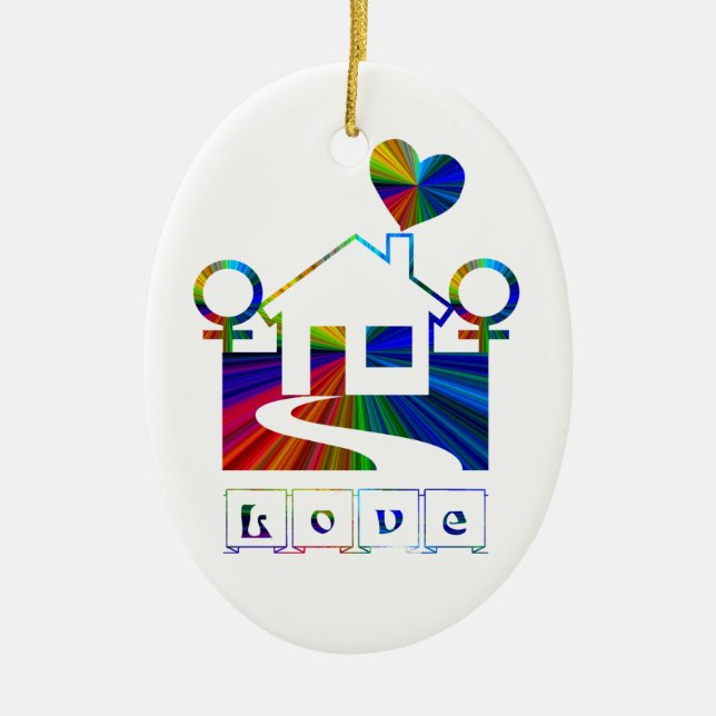 Lesbian rainbow home-with Proverb Ceramic Tree Decoration (Front)