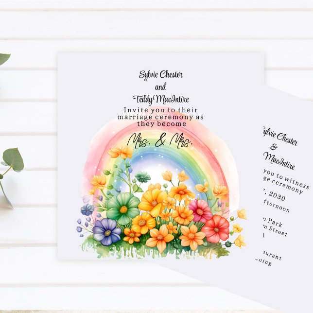 Lesbian Rainbow Wedding  Invitation (Creator Uploaded)