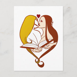 Lesbian Romance Sepia Gold Postcard