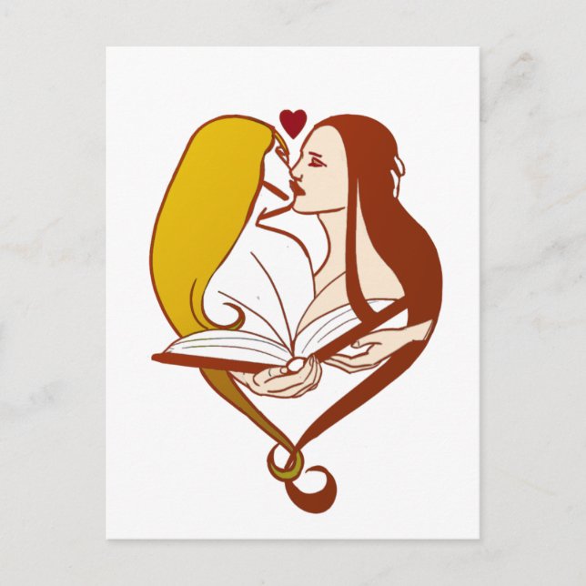 Lesbian Romance Sepia Gold Postcard (Front)
