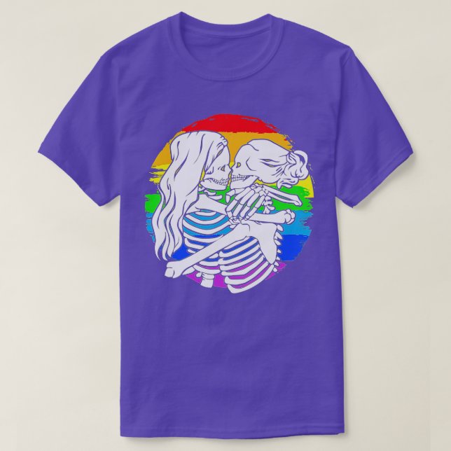 Lesbian skeleton couple - Lesbian pride for Hallow T-Shirt (Design Front)