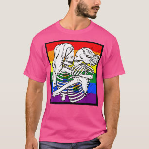Lesbian skeleton couple Lesbian Pride Rainbow Hum T-Shirt