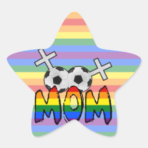 Lesbian Soccer Mum (w/ rainbow) Star Sticker