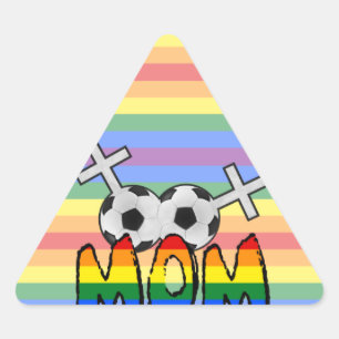 Lesbian Soccer Mum (w/ rainbow) Triangle Sticker
