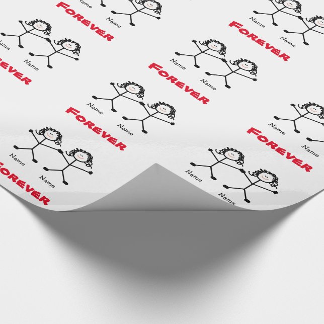 Lesbian Stickmen Wedding Gift Wrap (Corner)