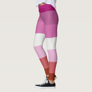 Lesbian Stripes Flag Pink Red Pride Leggings