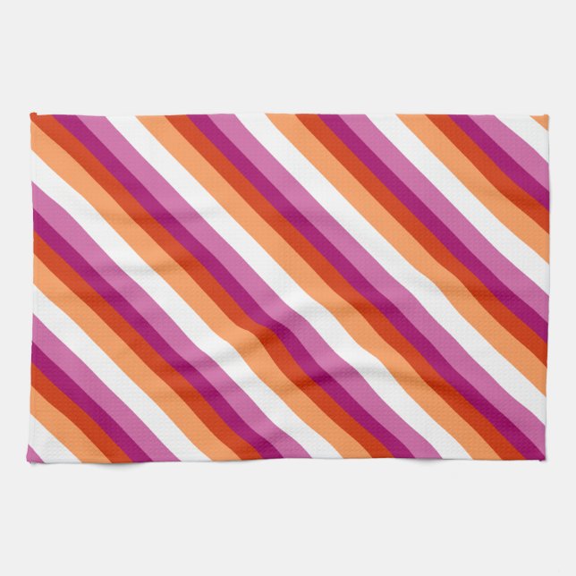 Lesbian Stripes | Lesbian Pride Tea Towel (Horizontal)