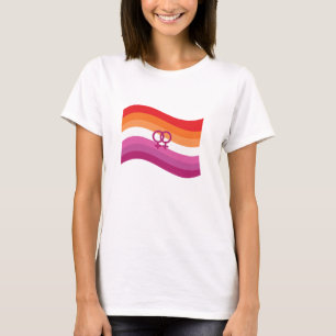 Lesbian Sunset Love Pride Wavy Flag T-Shirt