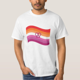 Lesbian Sunset Love Pride Wavy Flag T-Shirt