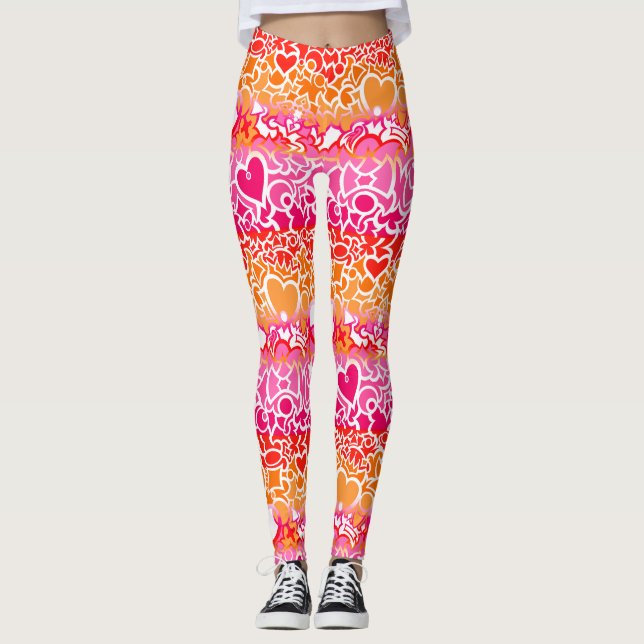 Lesbian Sunset Pride Squiggle Leggings (Front)