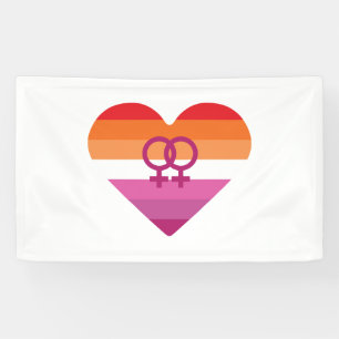Lesbian Sunset WLW Heart Banner