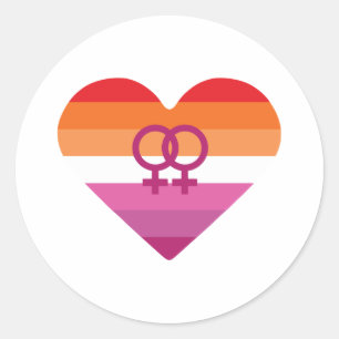 Lesbian Sunset WLW Heart Classic Round Sticker